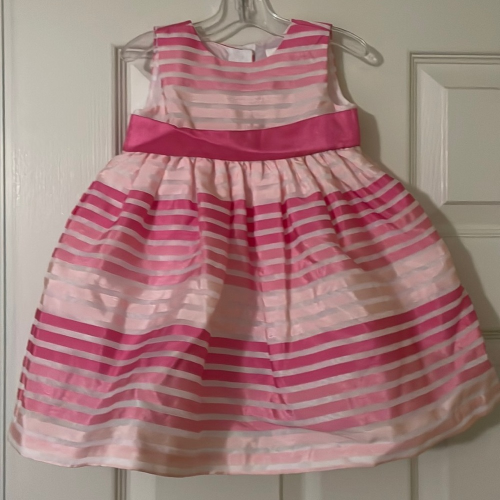Gymboree baby girl pink striped dress.